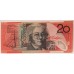 AUSTRALIA 1997 . TWENTY 20 DOLLAR BANKNOTE . THE BLACK DOT IN VALUE DIGITS SYNDROME . ERROR